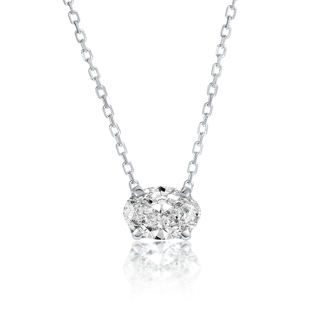 0.7ct Oval Diamond Pendant White Gold