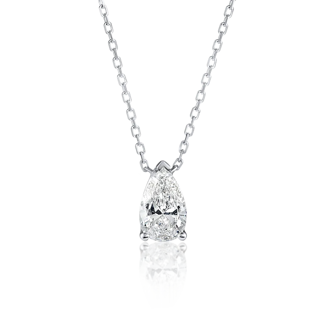 0.7ct Pear Diamond Pendant White Gold