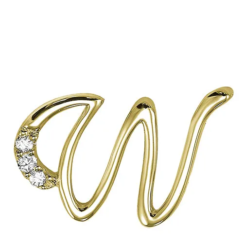 10k Gold Diamond Script Initial Necklace