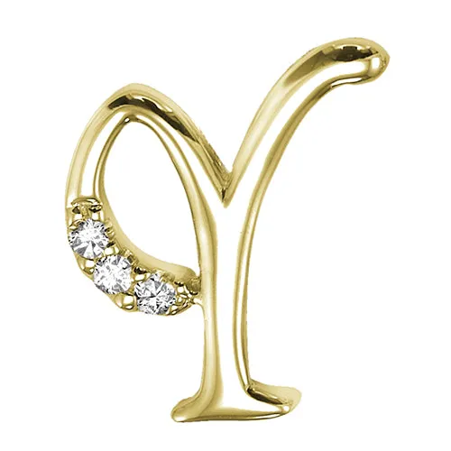 10k Gold Diamond Script Initial Necklace