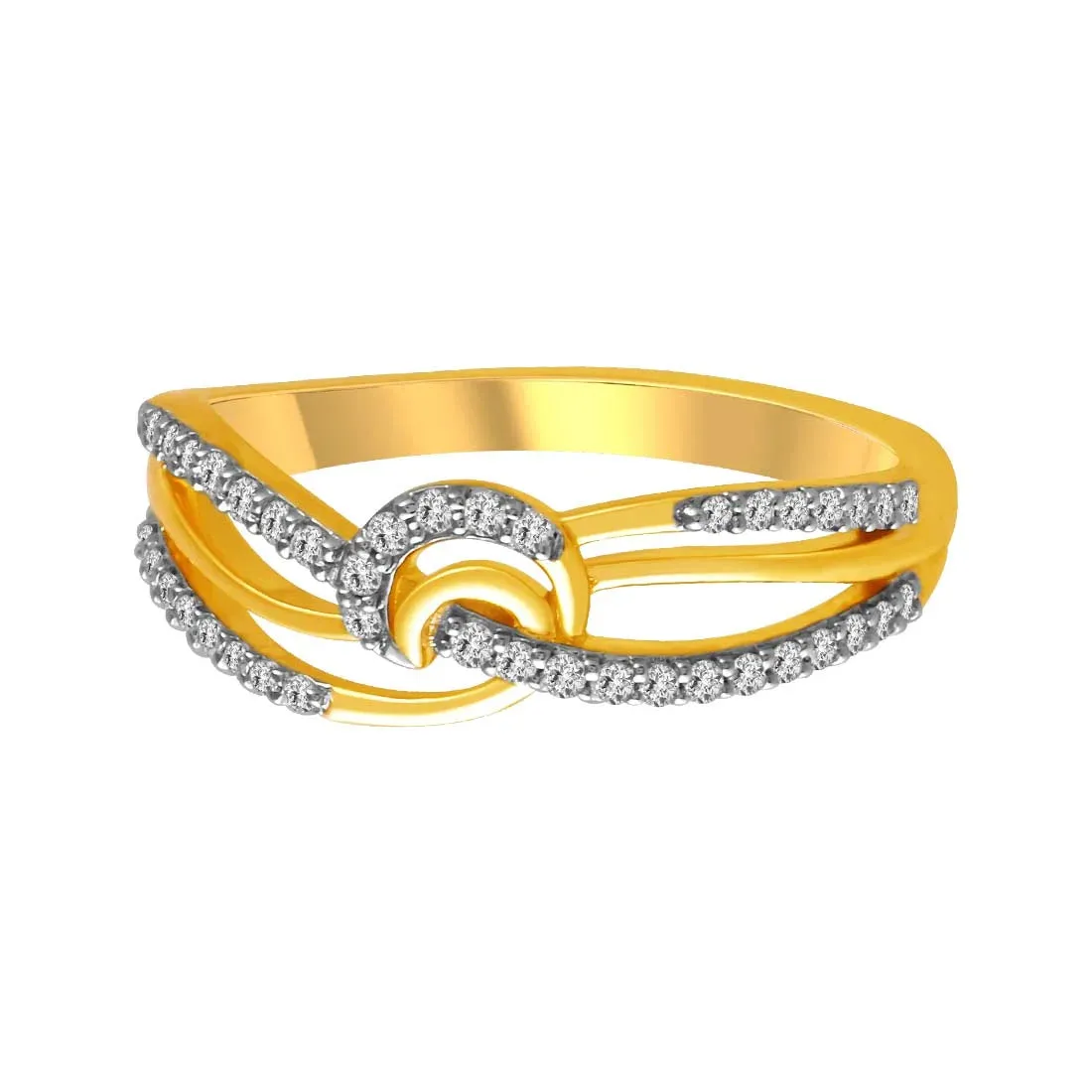 14K Diamond Ring With Intertwined Bands