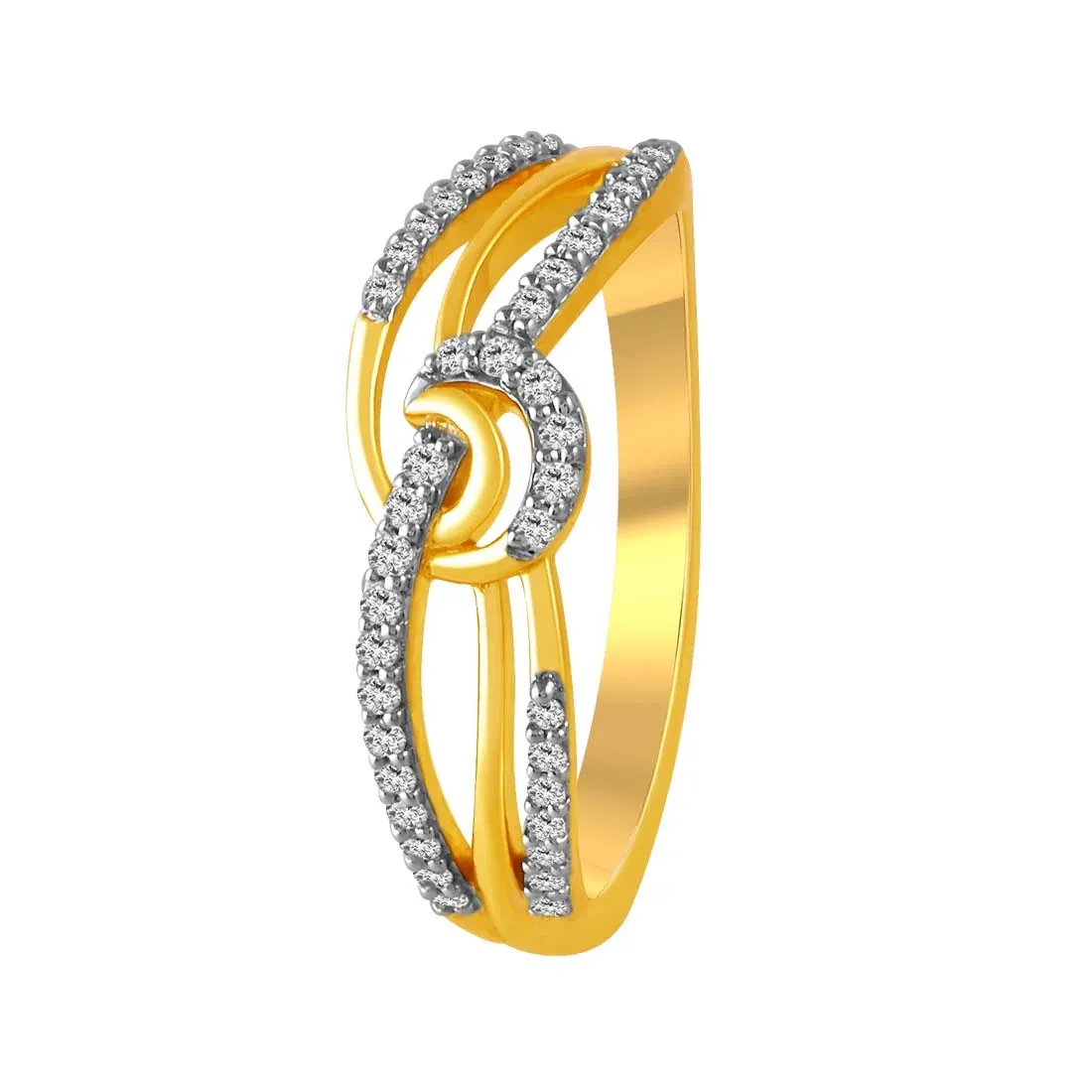 14K Diamond Ring With Intertwined Bands
