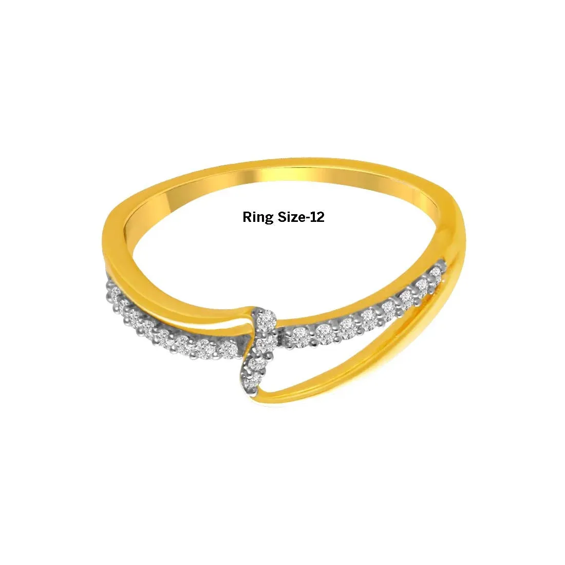 14K Gold Twisted V-shaped Diamond Ring With Diamond-studded Bands