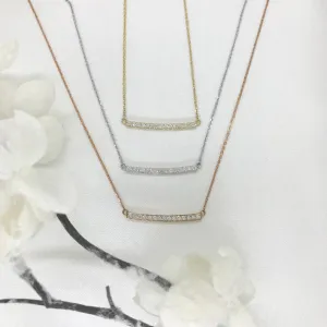 14k Rose Gold Bar Diamond Necklace