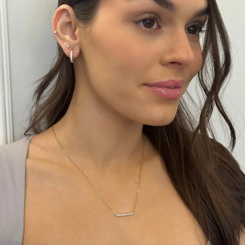 14k Rose Gold Bar Diamond Necklace