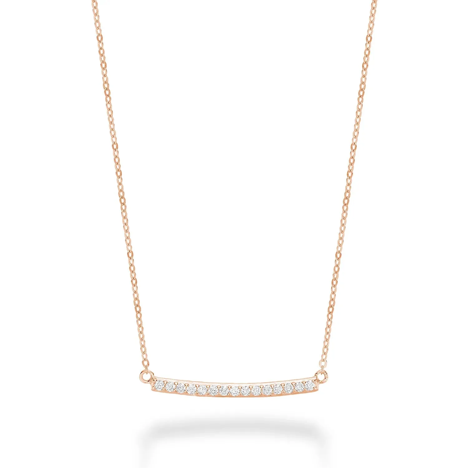 14k Rose Gold Bar Diamond Necklace