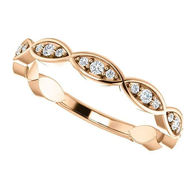 14K Rose Gold Environmentally-Friendly Moissanite Infinity-Inspired Anniversary Band