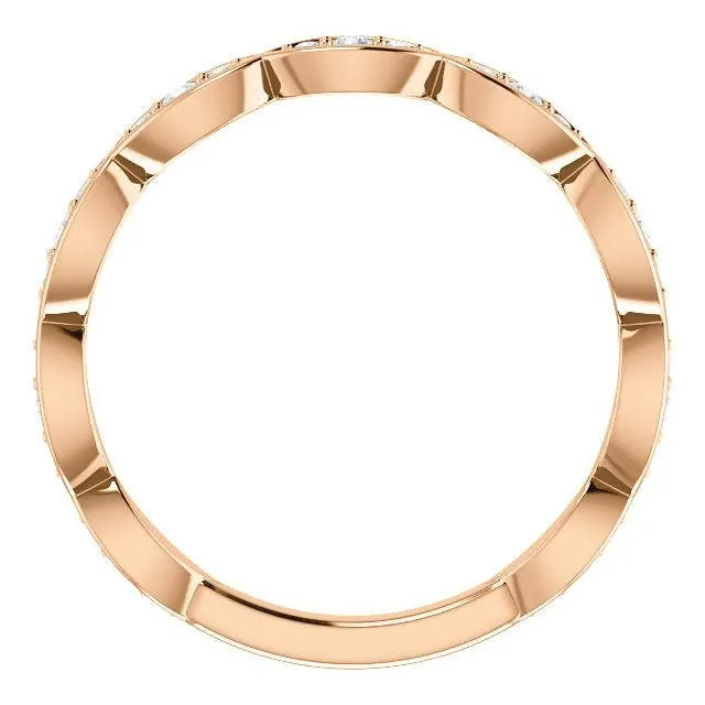 14K Rose Gold Environmentally-Friendly Moissanite Infinity-Inspired Anniversary Band
