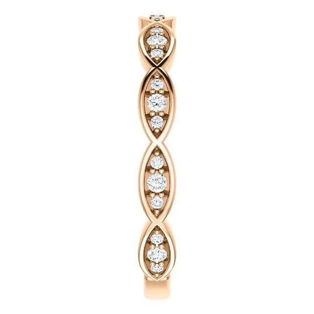 14K Rose Gold Environmentally-Friendly Moissanite Infinity-Inspired Anniversary Band