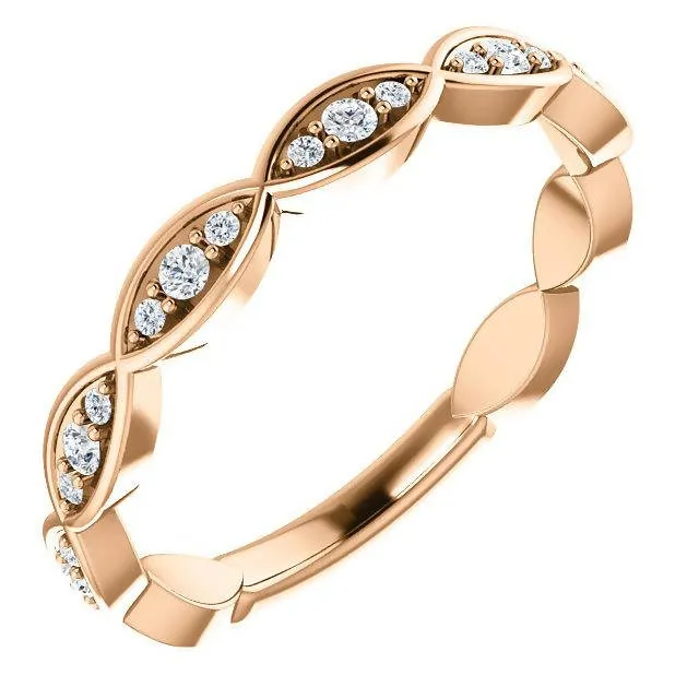 14K Rose Gold Environmentally-Friendly Moissanite Infinity-Inspired Anniversary Band