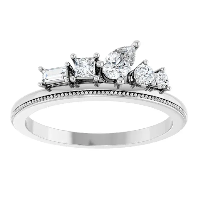 14K Yellow 3/8 CTW Natural Diamond Stackable Ring