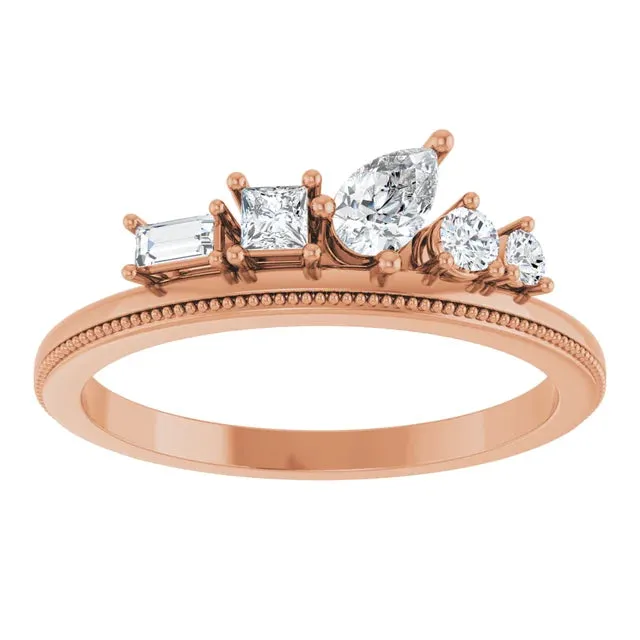 14K Yellow 3/8 CTW Natural Diamond Stackable Ring