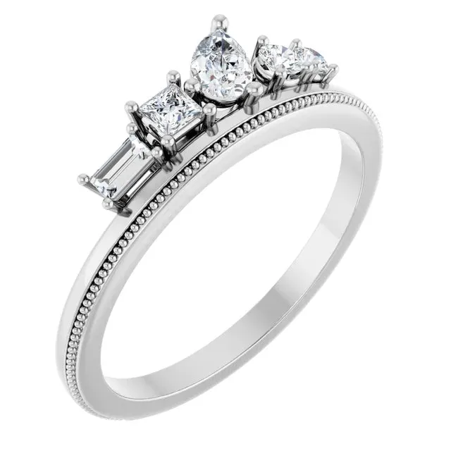 14K Yellow 3/8 CTW Natural Diamond Stackable Ring