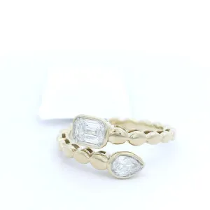 14K Yellow Gold Bypass Natural Diamonds Ring