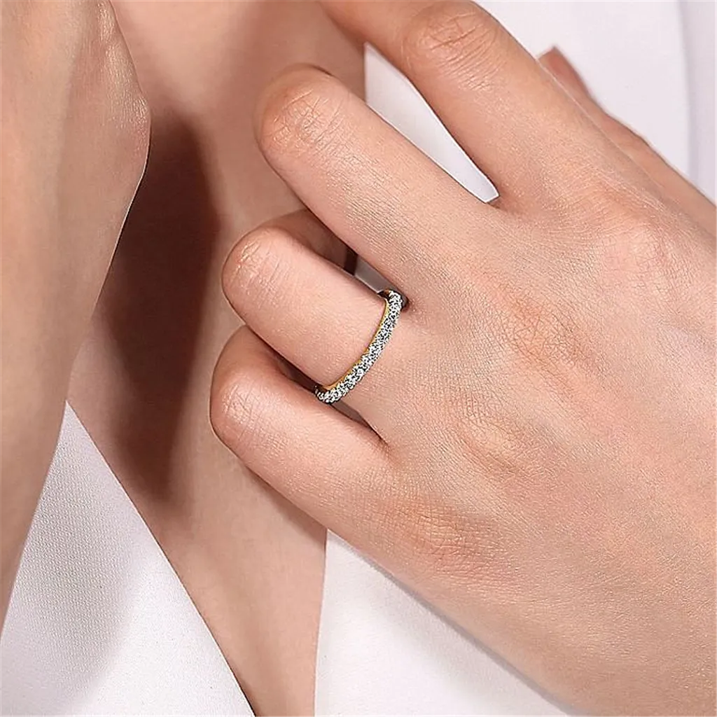 14K Yellow Gold Half Anniversary Natural Diamonds Band
