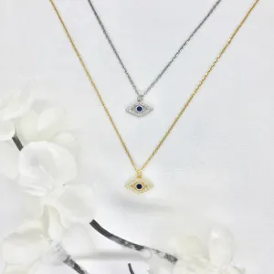 14k/925 Vermeil Evil Eye with CZ Necklace