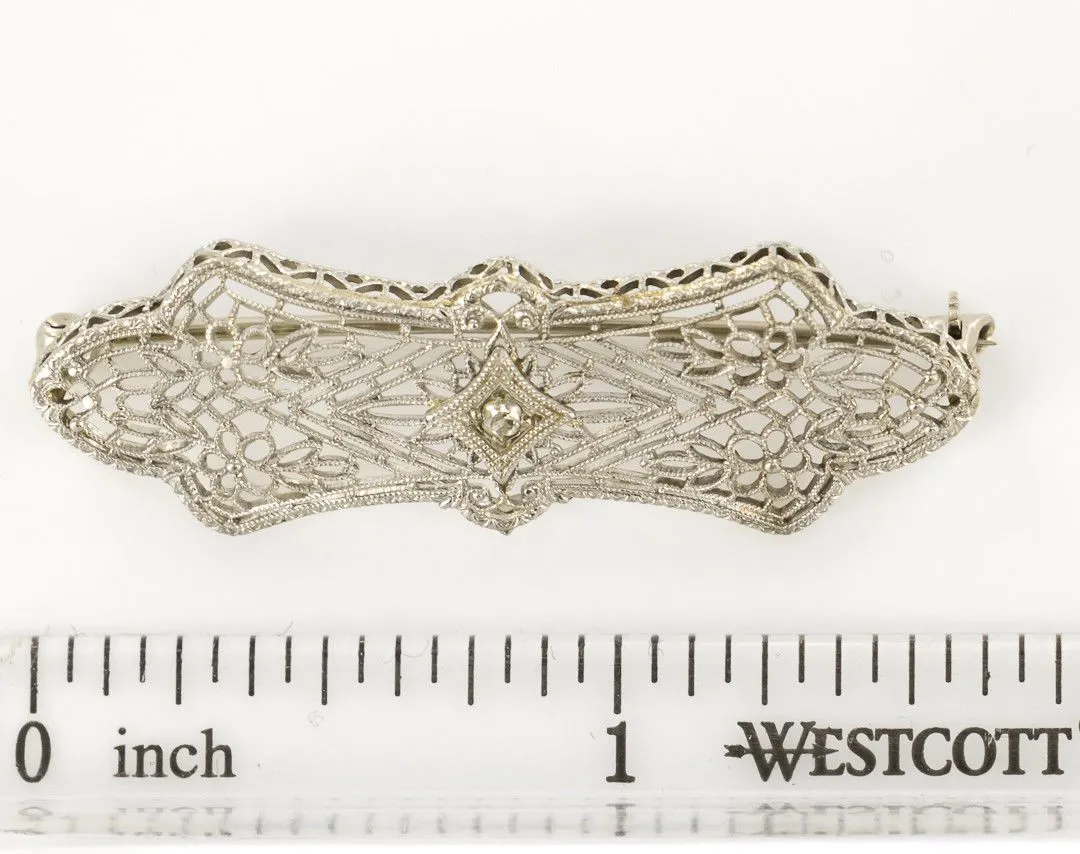 14KT Pierced Solid White Gold Brooch Lapel Pin