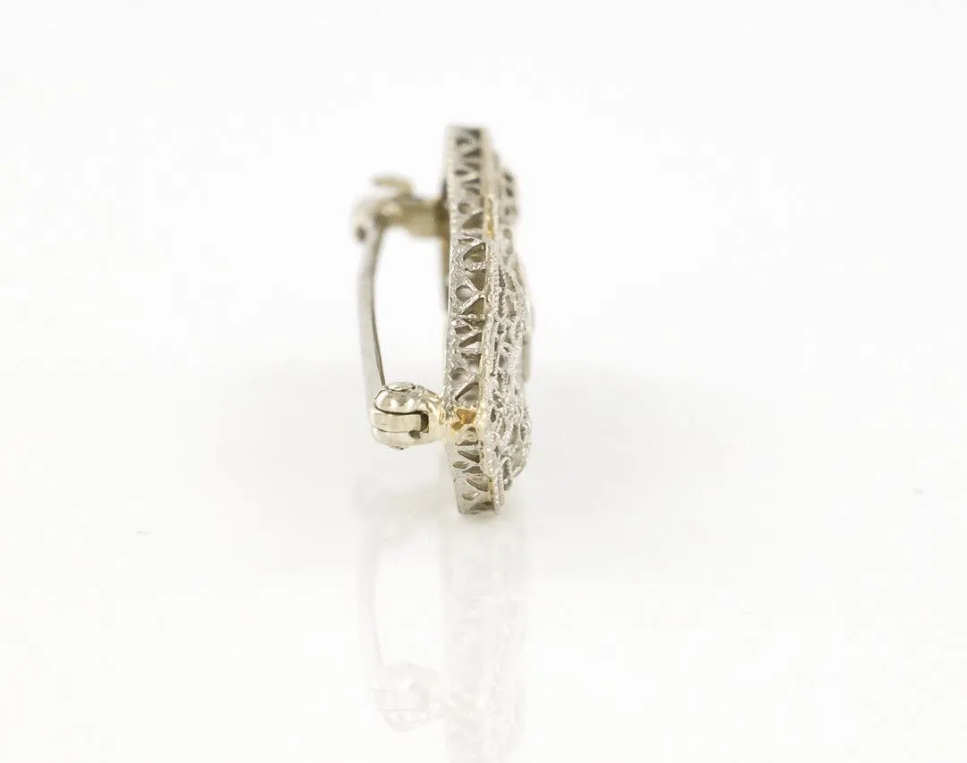 14KT Pierced Solid White Gold Brooch Lapel Pin