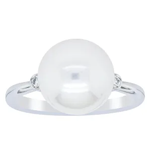 18ct White Gold South Sea Pearl & Diamond Ring