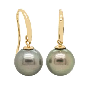 18ct Yellow Gold Black Pearl Earrings