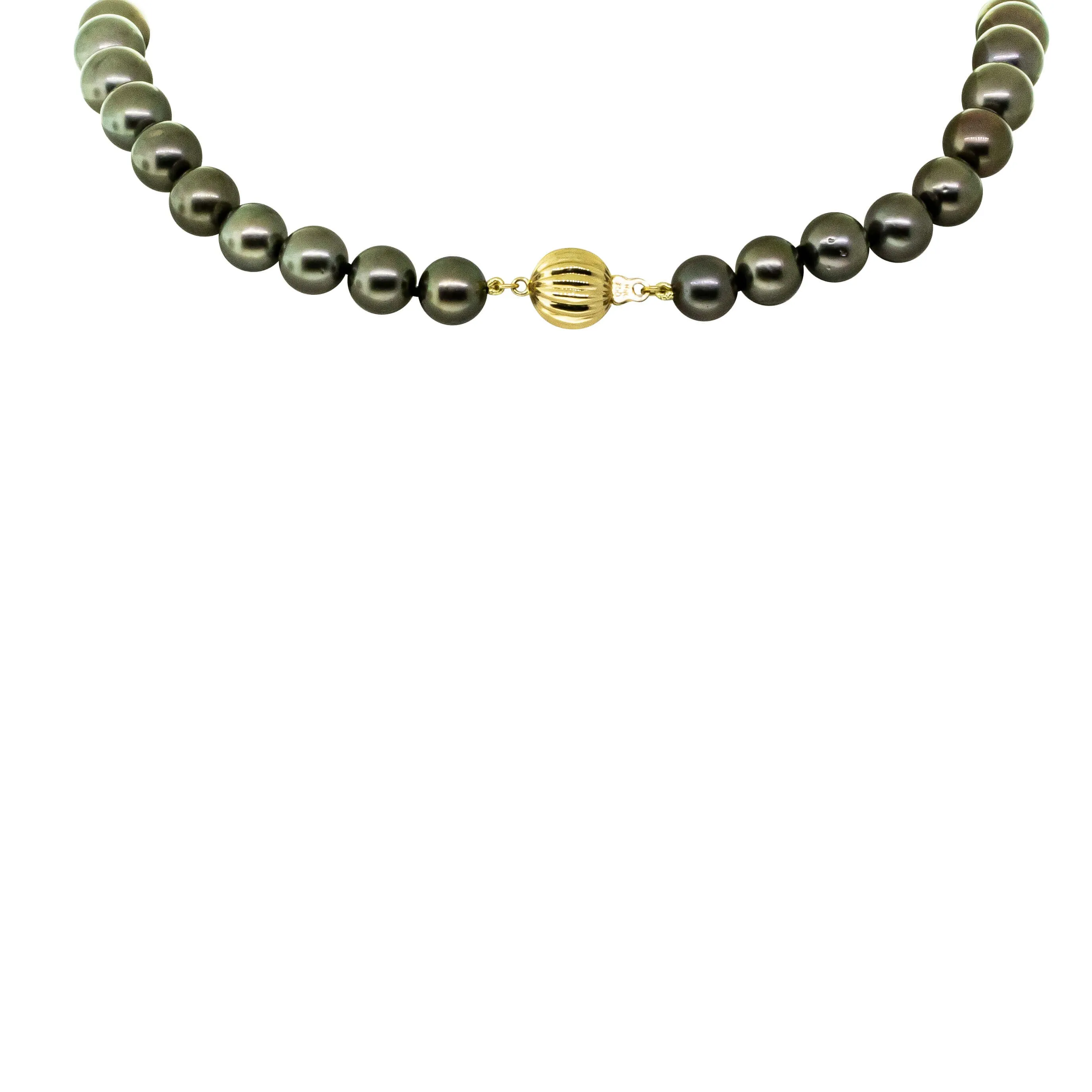 18ct Yellow Gold Tahitian Black Pearl Strand