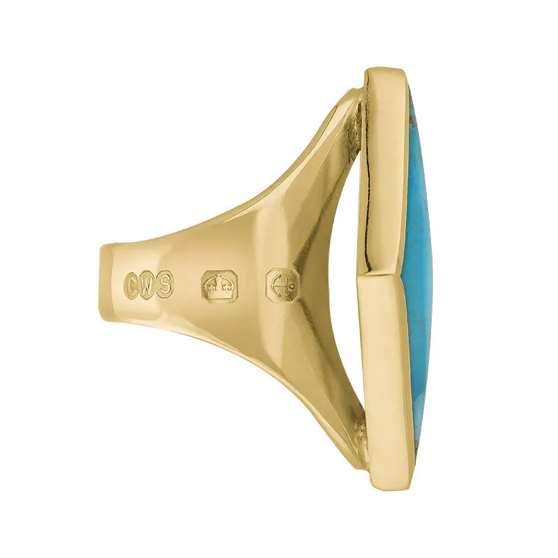 18ct Yellow Gold Turquoise King's Coronation Hallmark Medium Rhombus Ring D