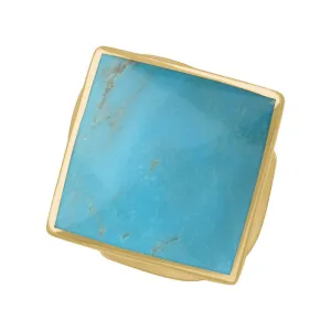 18ct Yellow Gold Turquoise King's Coronation Hallmark Medium Rhombus Ring D