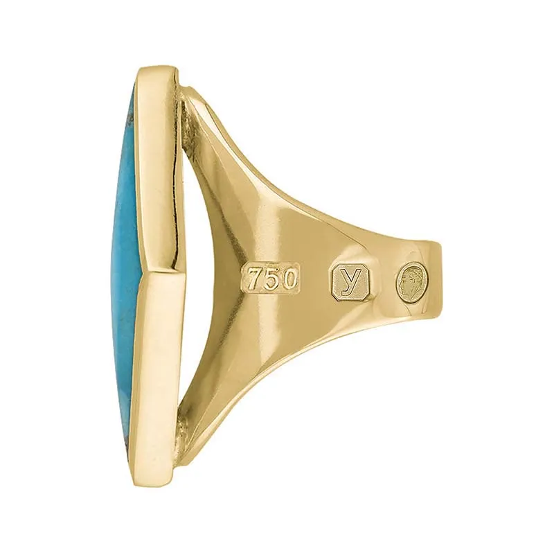 18ct Yellow Gold Turquoise King's Coronation Hallmark Medium Rhombus Ring D