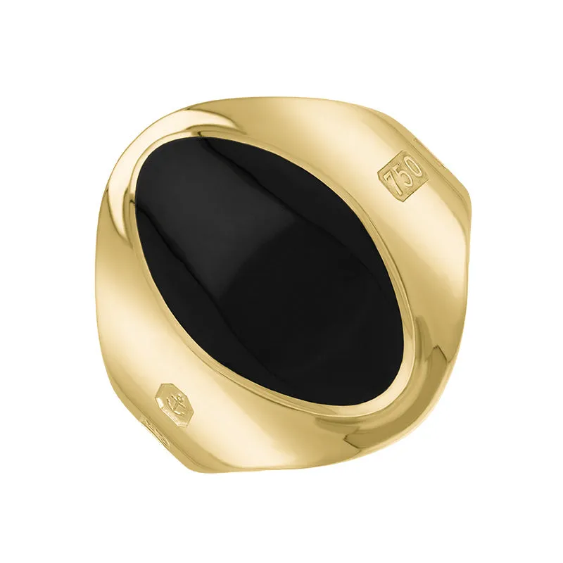 18ct Yellow Gold Whitby Jet King's Coronation Hallmark Small Oval Ring D