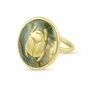18k yellow gold ring assembled with Labradorite
