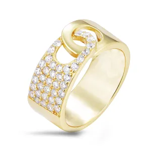 18k yellow gold ring assembled with zirconium oxide
