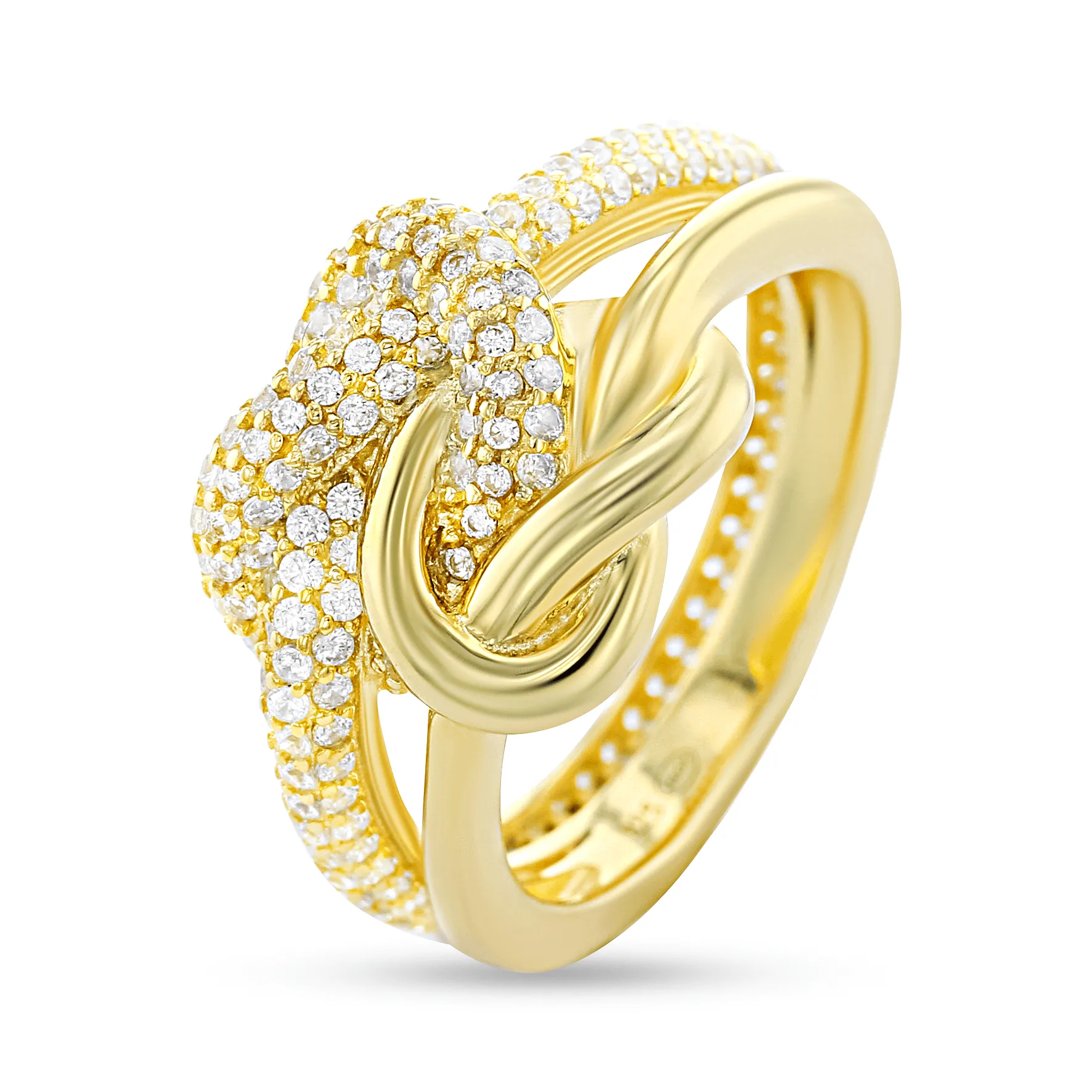18k yellow gold ring assembled with zirconium oxide