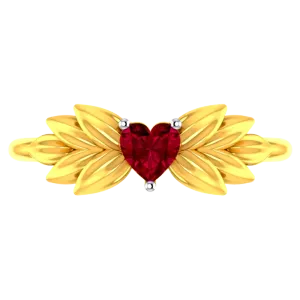 22k Gold Ring With A Heart And Leafy Designs