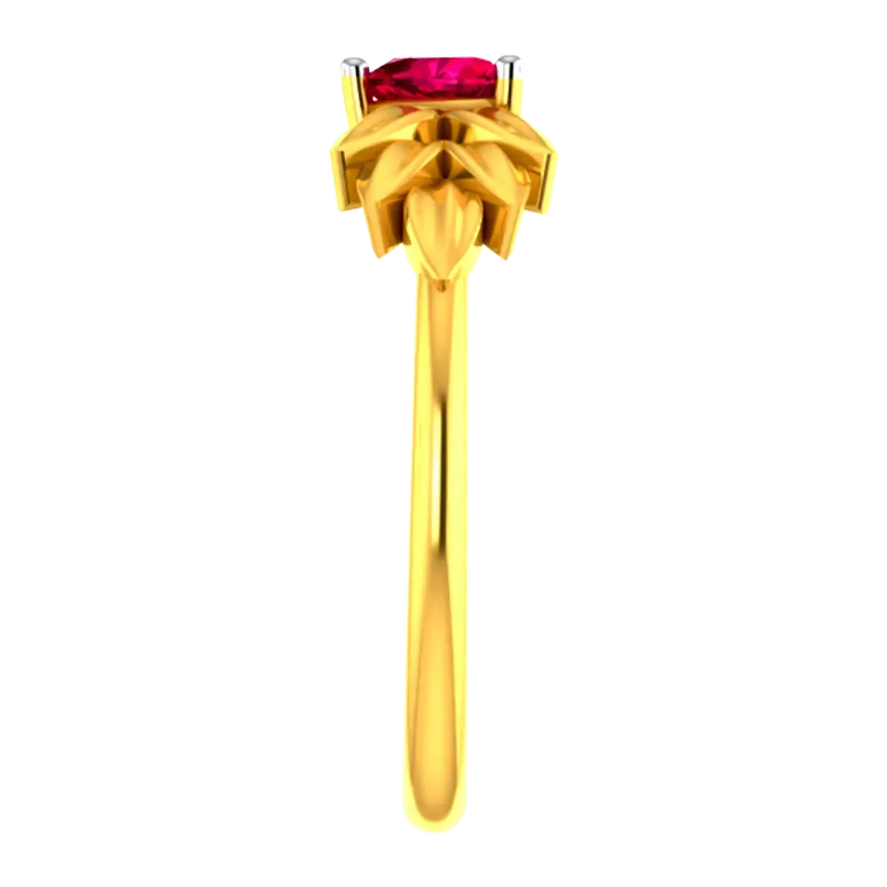 22k Gold Ring With A Heart And Leafy Designs