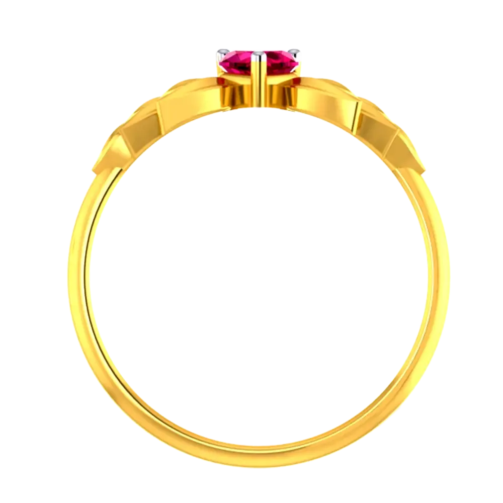 22k Gold Ring With A Heart And Leafy Designs