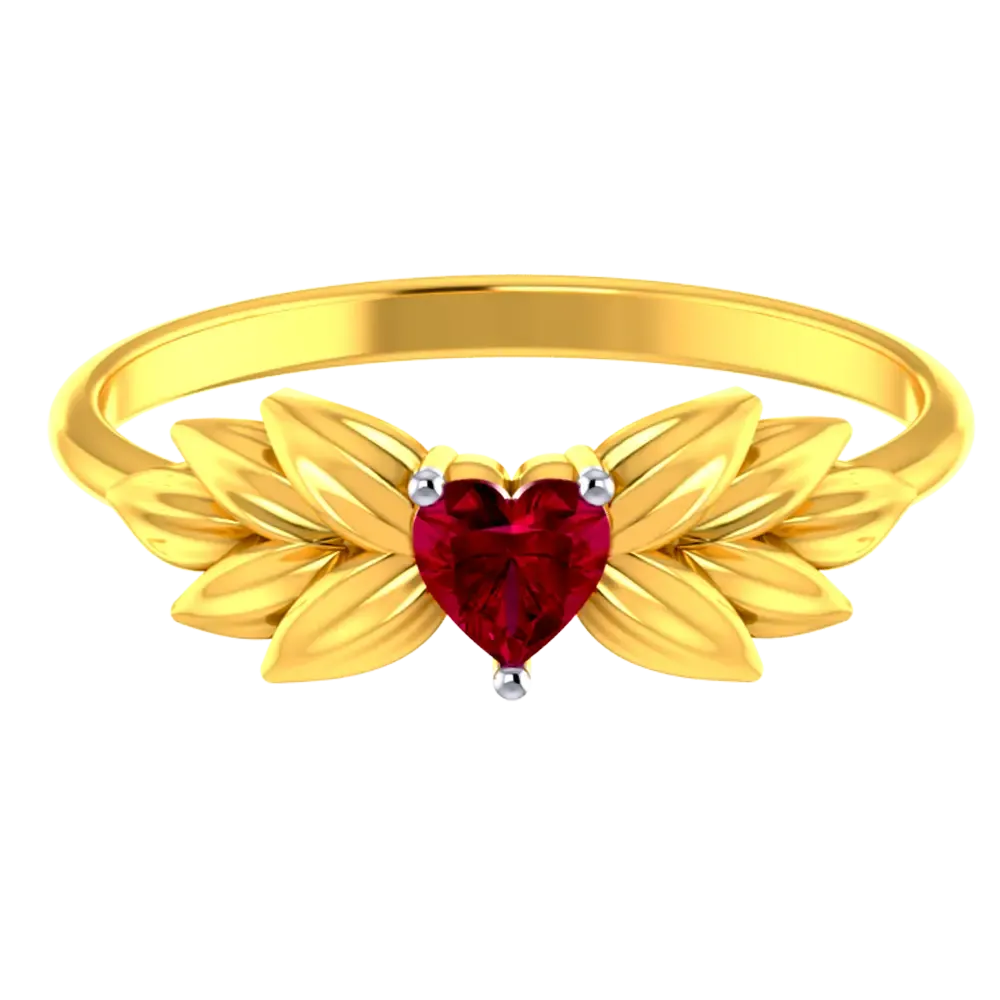 22k Gold Ring With A Heart And Leafy Designs
