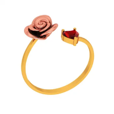 22k Yellow Motif With Red Stone Gold Ring
