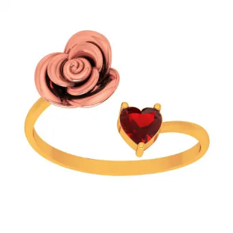 22k Yellow Motif With Red Stone Gold Ring