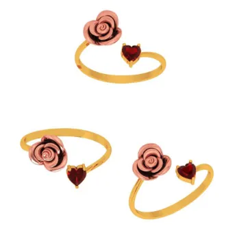 22k Yellow Motif With Red Stone Gold Ring