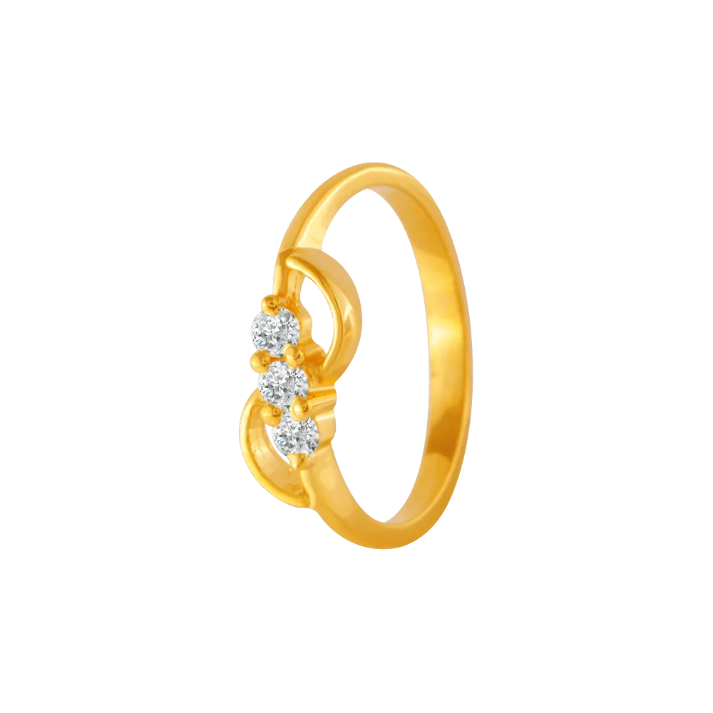 22KT Yellow Gold And American Diamond Ring For Women
