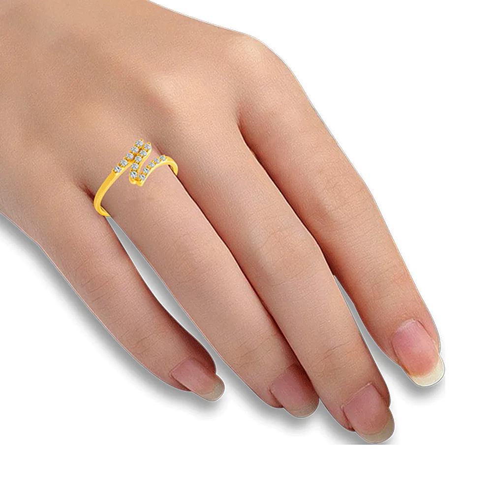 22KT Yellow Gold And American Diamond Ring For Women