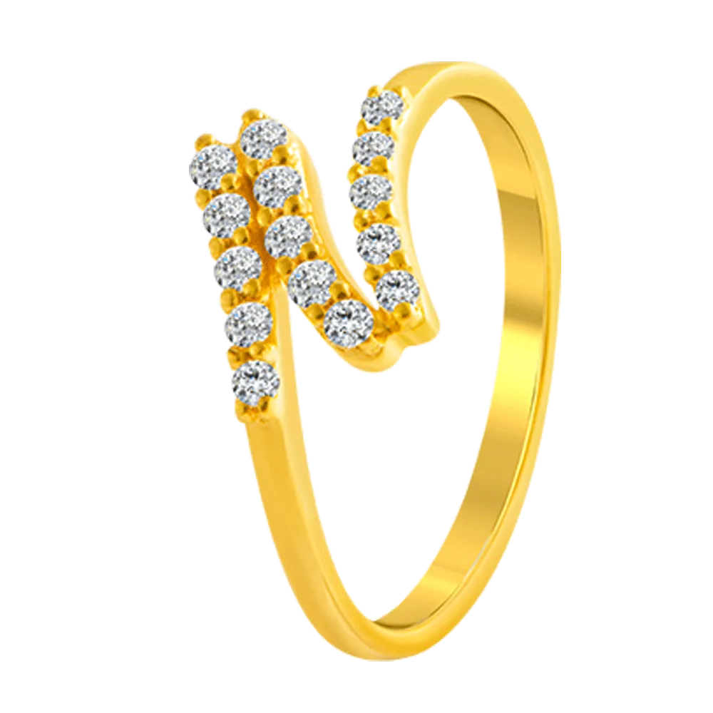 22KT Yellow Gold And American Diamond Ring For Women
