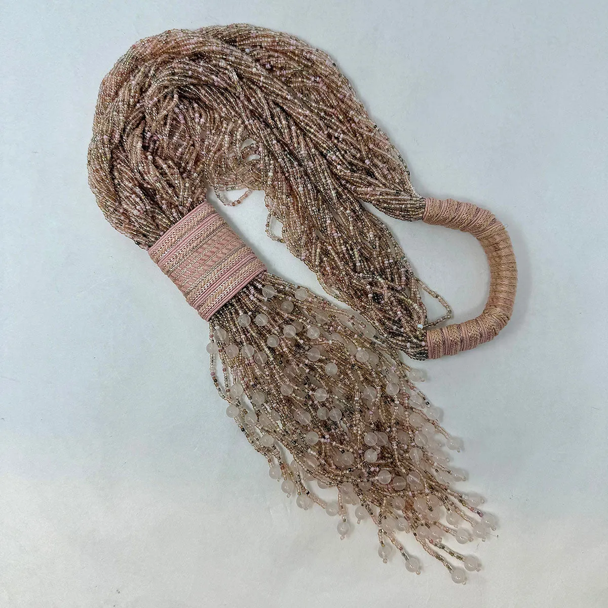 3 Strand Twisted Fringe Bead Necklace