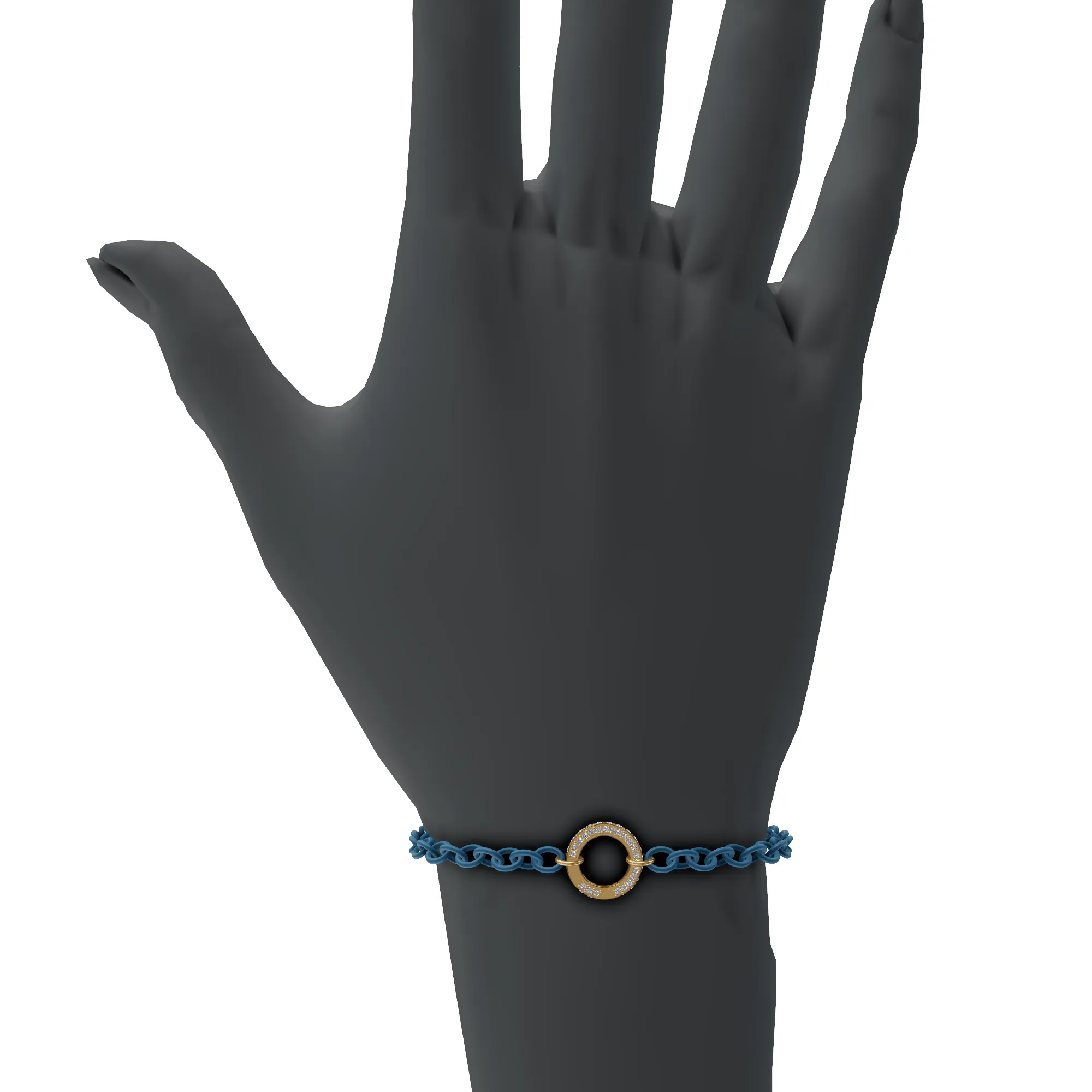 3.8mm Stainless Steel Aqua Blue Chain Hinge Bracelet