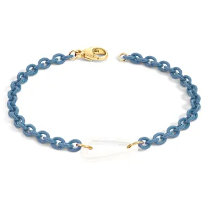 3.8mm Stainless Steel Aqua Blue Chain Hinge Bracelet