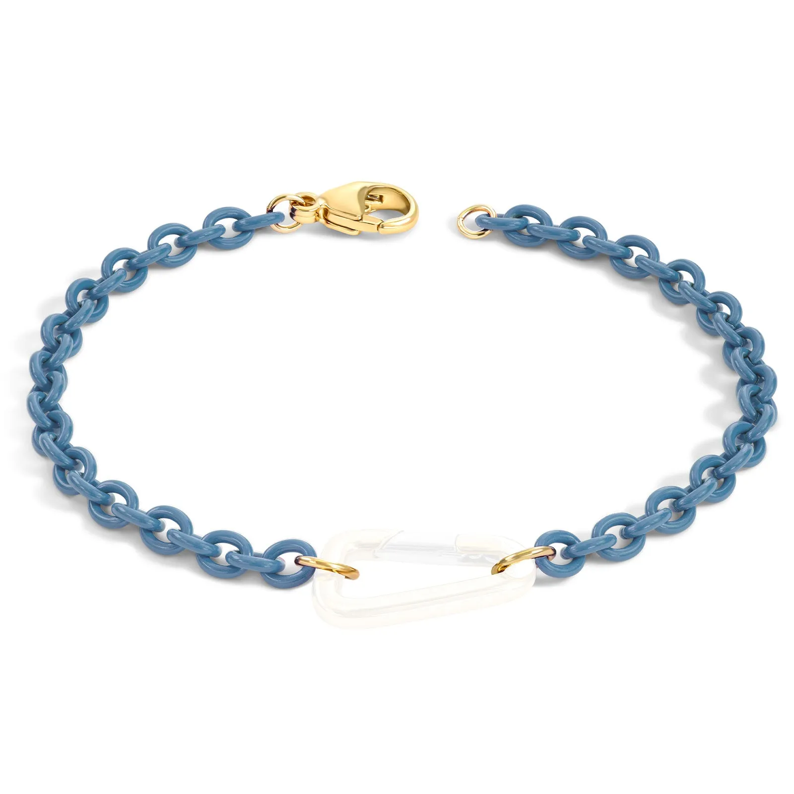 3.8mm Stainless Steel Aqua Blue Chain Hinge Bracelet
