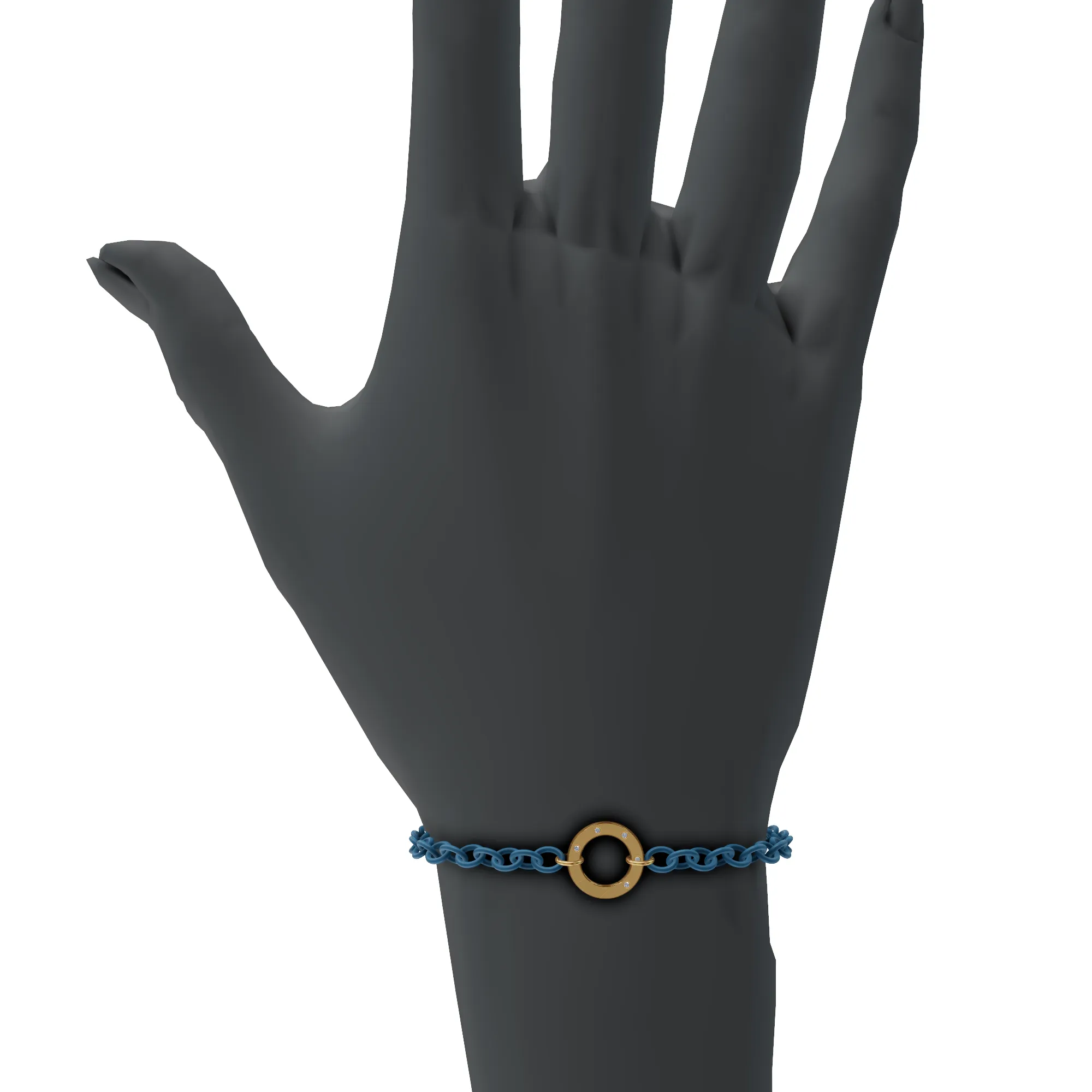 3.8mm Stainless Steel Aqua Blue Chain Hinge Bracelet