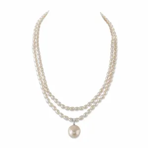 4.5-5.0mm Oval White Freshwater Pearl Double Strand Necklace