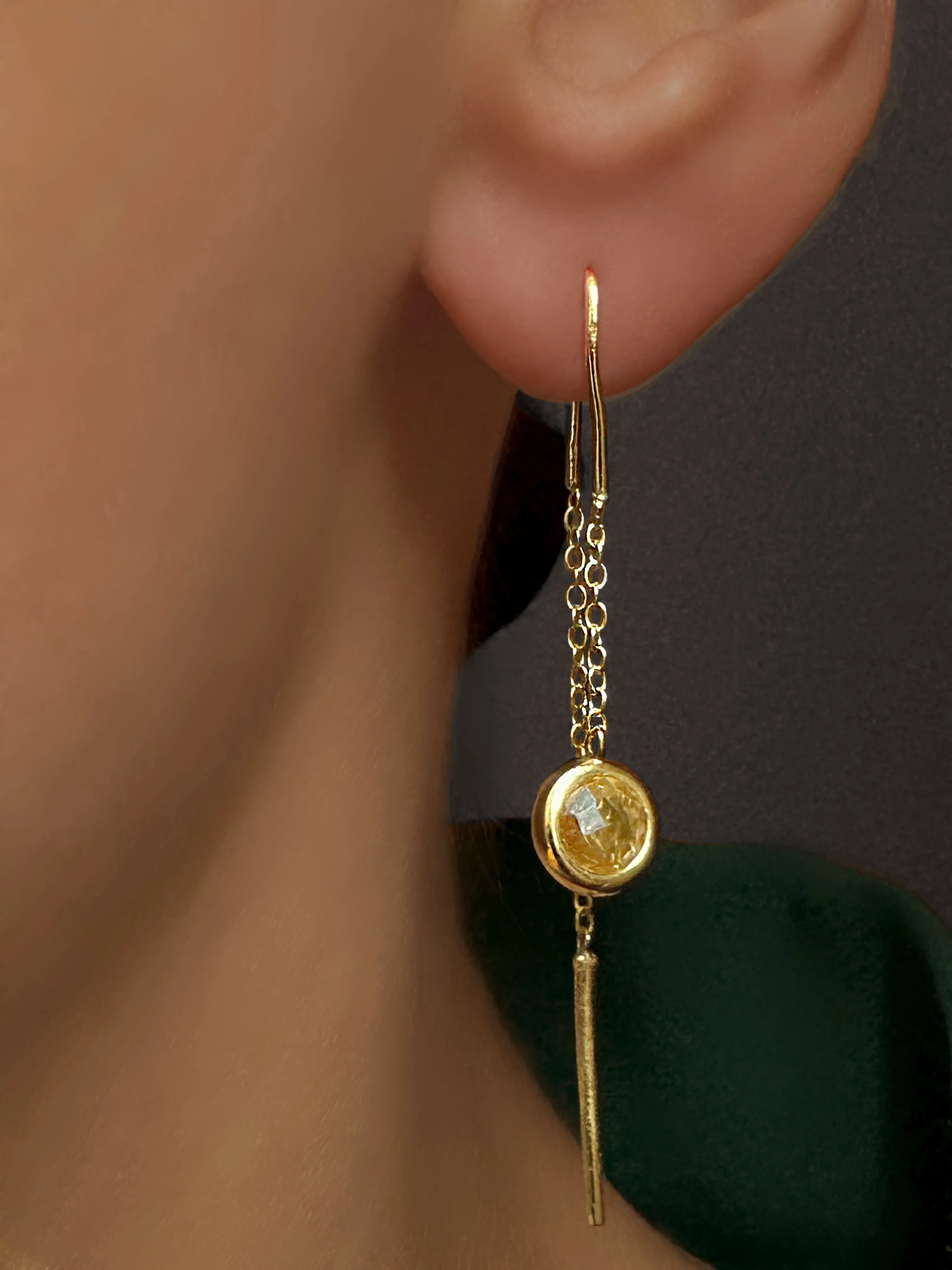 925 Silver earrings with 18k yellow gold plating and Citrine