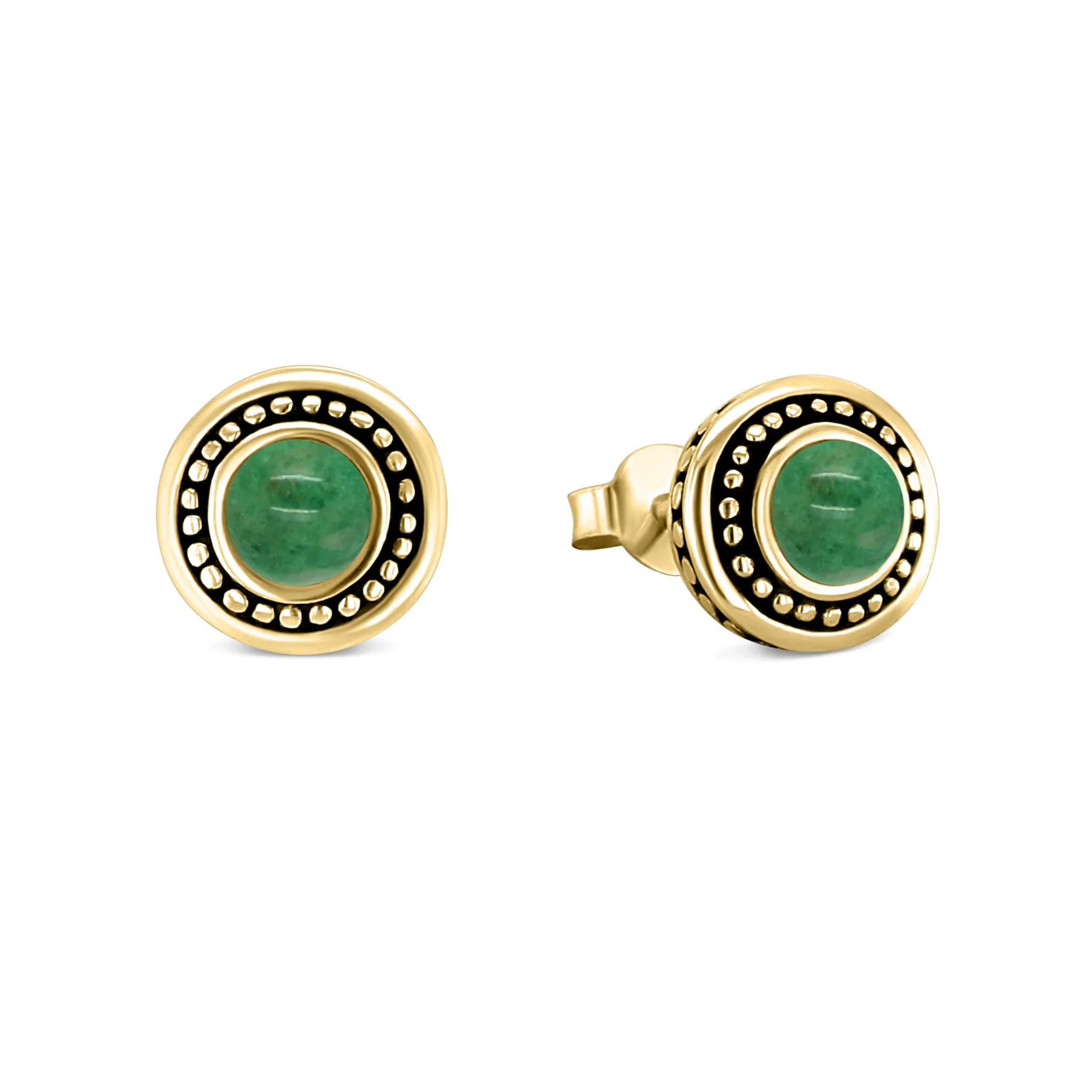 925 Silver earrings with 18k yellow gold plating and green Amazonite